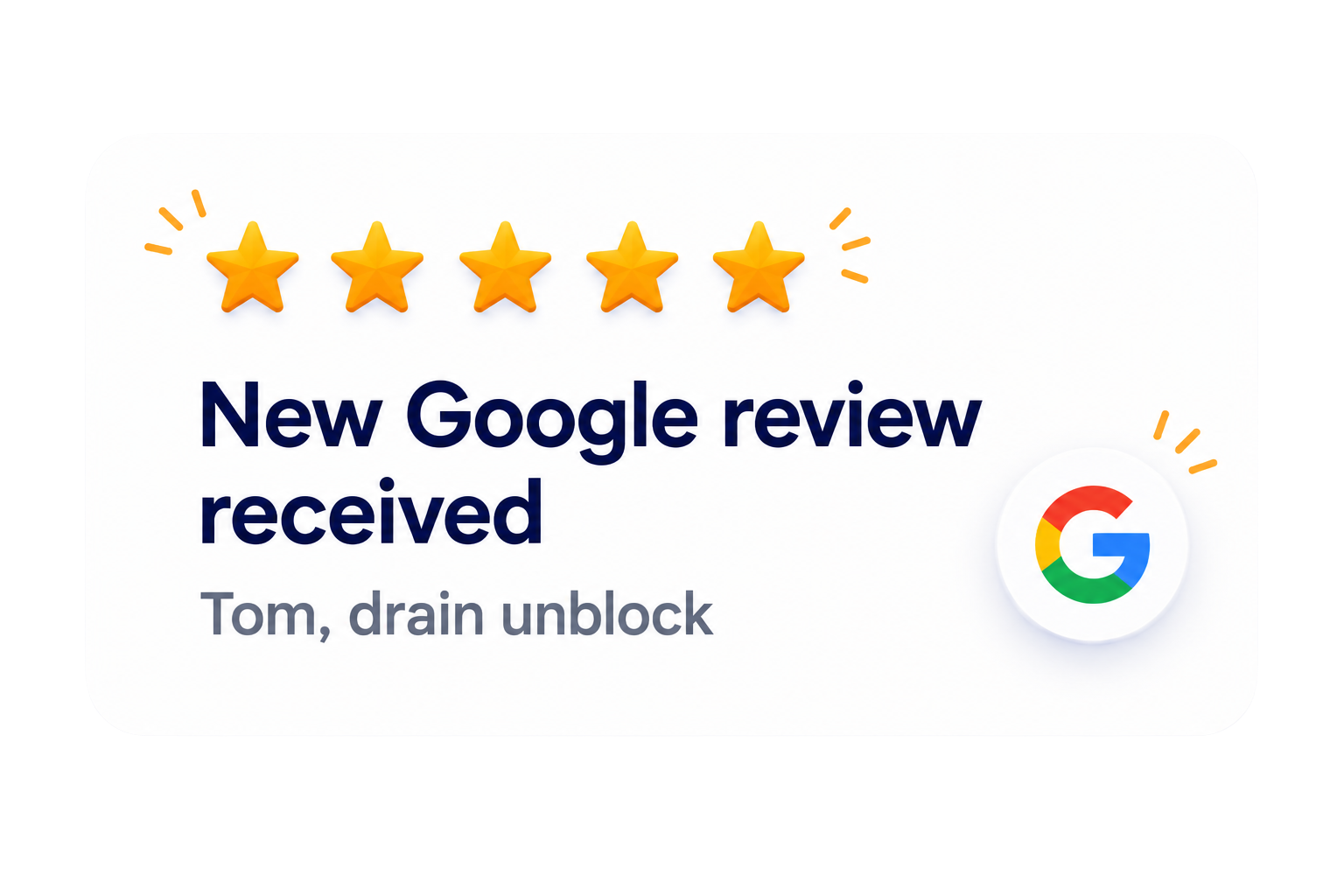 New Google review received from Tom