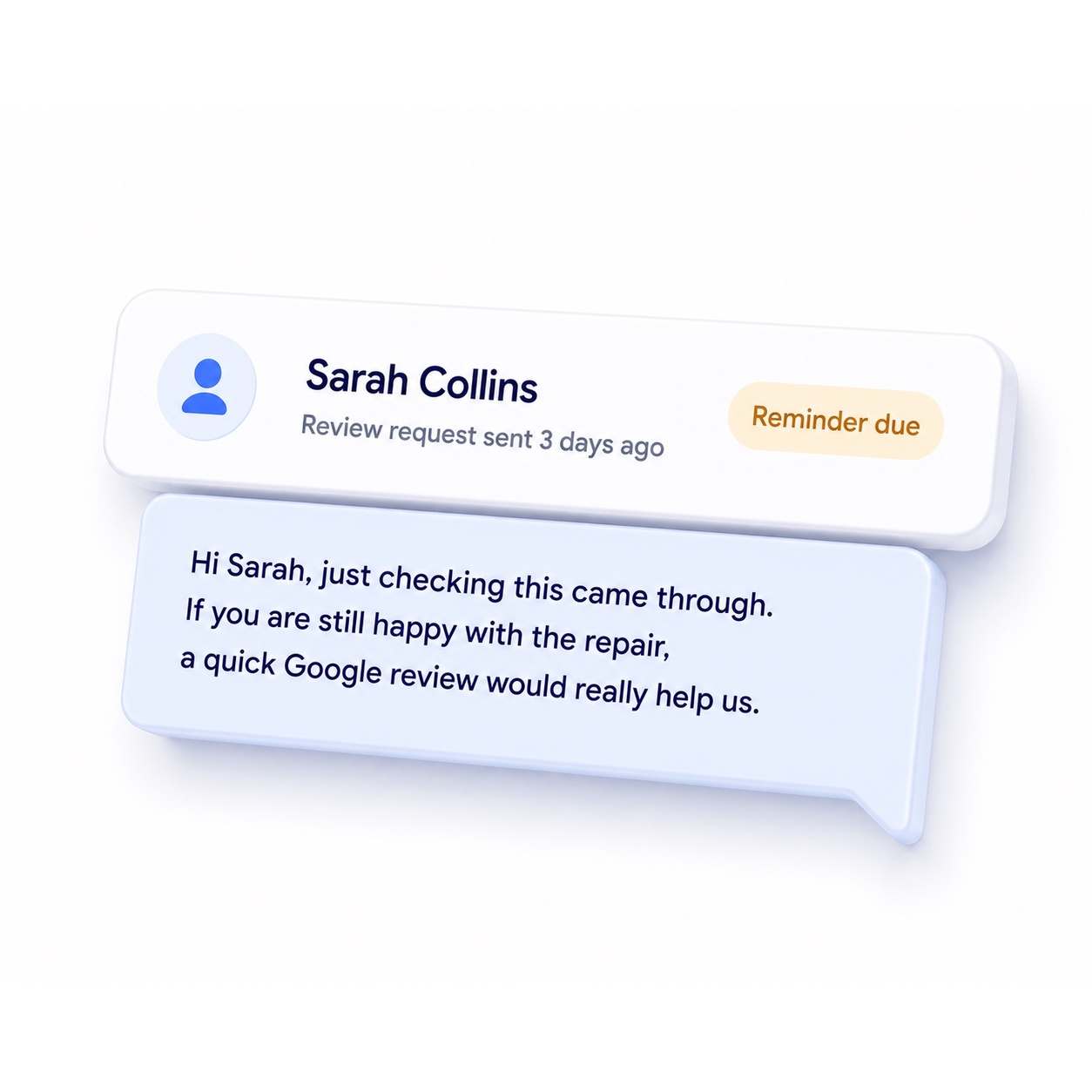 Reviewed It reminder follow-up screen
